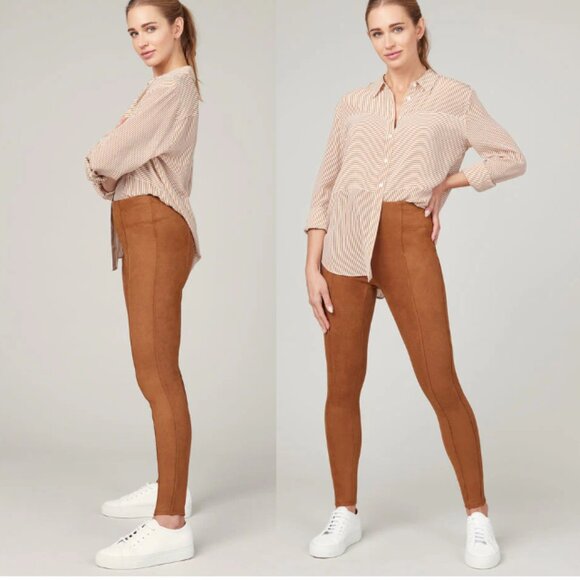 NWT SPANX Faux Suede Leggings in Rich Caramel Soft Stretch Size XL - Picture 1 of 13